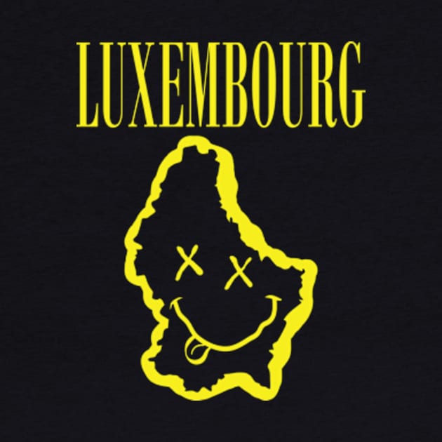 Vibrant Luxembourg: Unleash Your 90s Grunge Spirit! Smiling Squiggly Mouth Dazed Smiley Face by pelagio